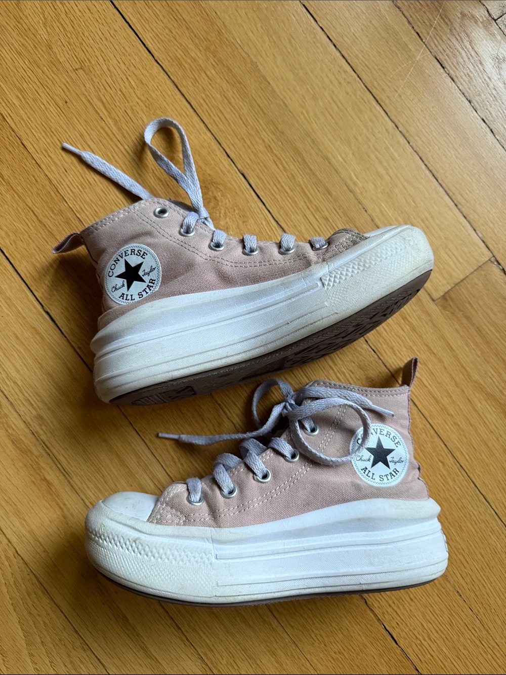 Converse High-Top Platform Sneakers - Blush Pink & White